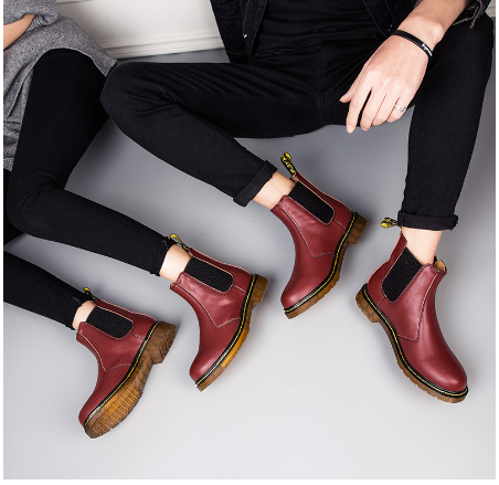 Botas Martin de Cuero de Vaca con Tacón Grueso Estilo Otoño para Mujeres