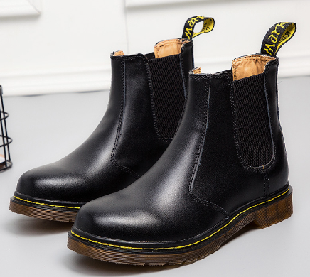 Botas Martin de Cuero de Vaca con Tacón Grueso Estilo Otoño para Mujeres